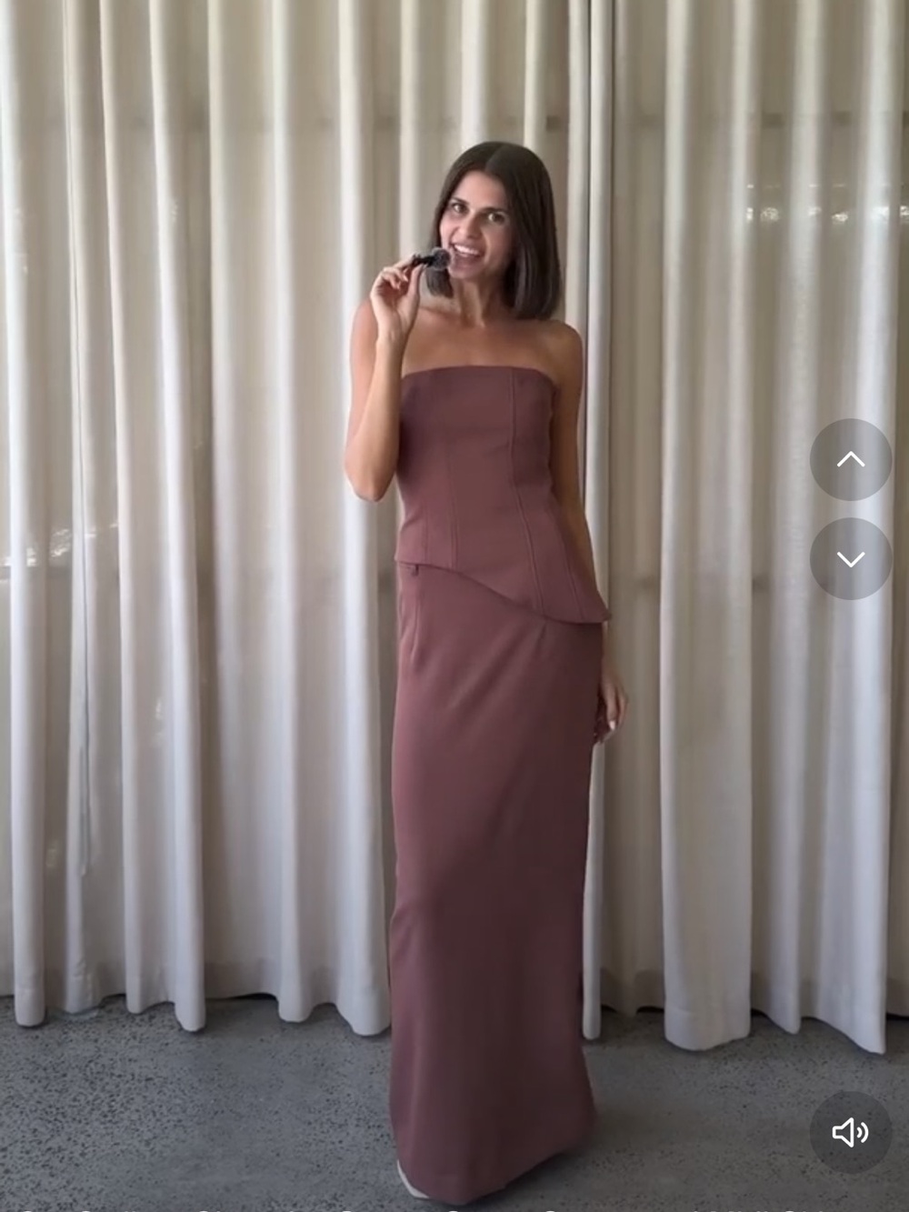 Kookai oyster corset top and tailored maxi skirt set
